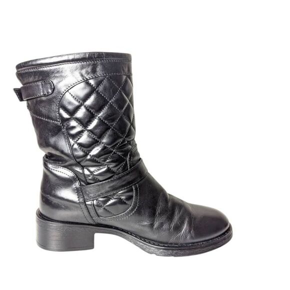 AQUATALIA Sherry Quilted Black Leather Moto Boot Size 6.5 - Picture 7 of 10